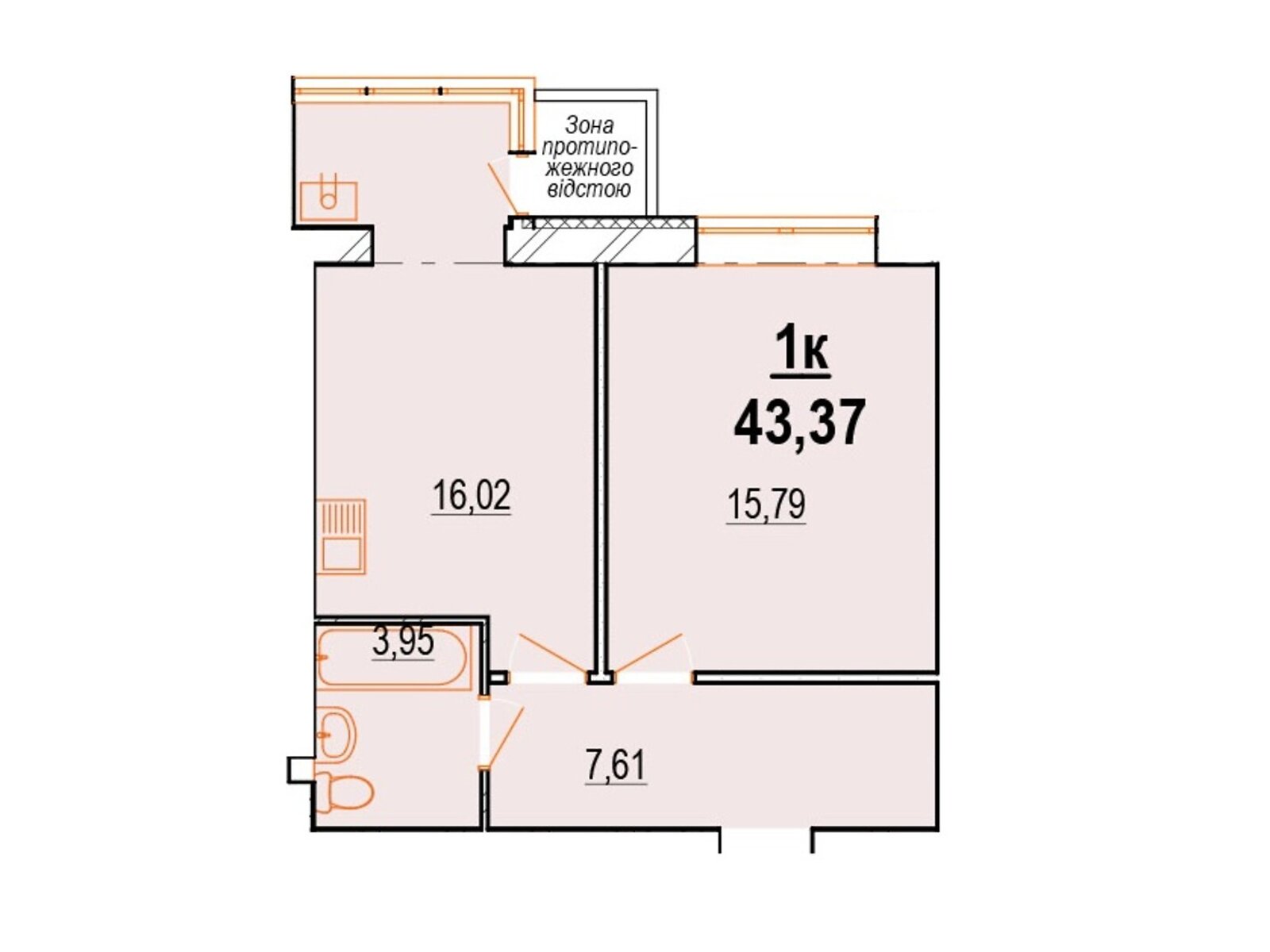 1 КІМ. КВАРТИРА, ПЛОЩА - 45.2 м², ЦІНА - 32 502 $
, вул. Костя Широцького