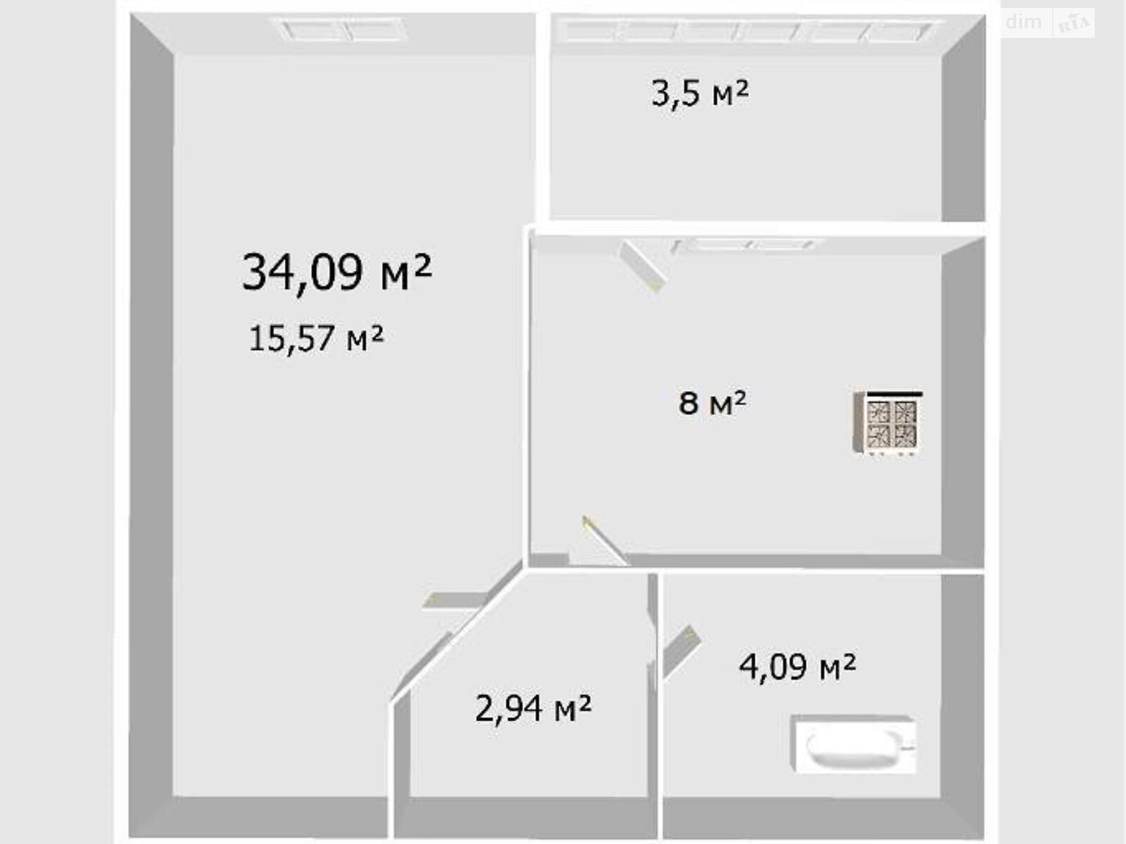 1 КІМ. КВАРТИРА, ПЛОЩА - 34.09 м², ЦІНА - 1 363 600 $
, вул. Одеська
