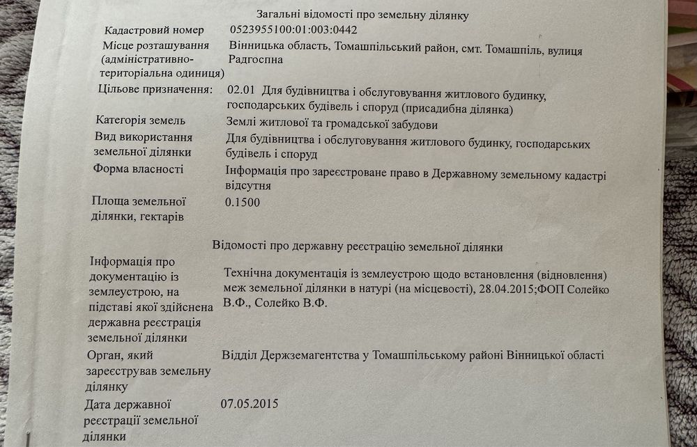 ПЛОЩА - 0.15 CОТ., ЦІНА - 800 $
