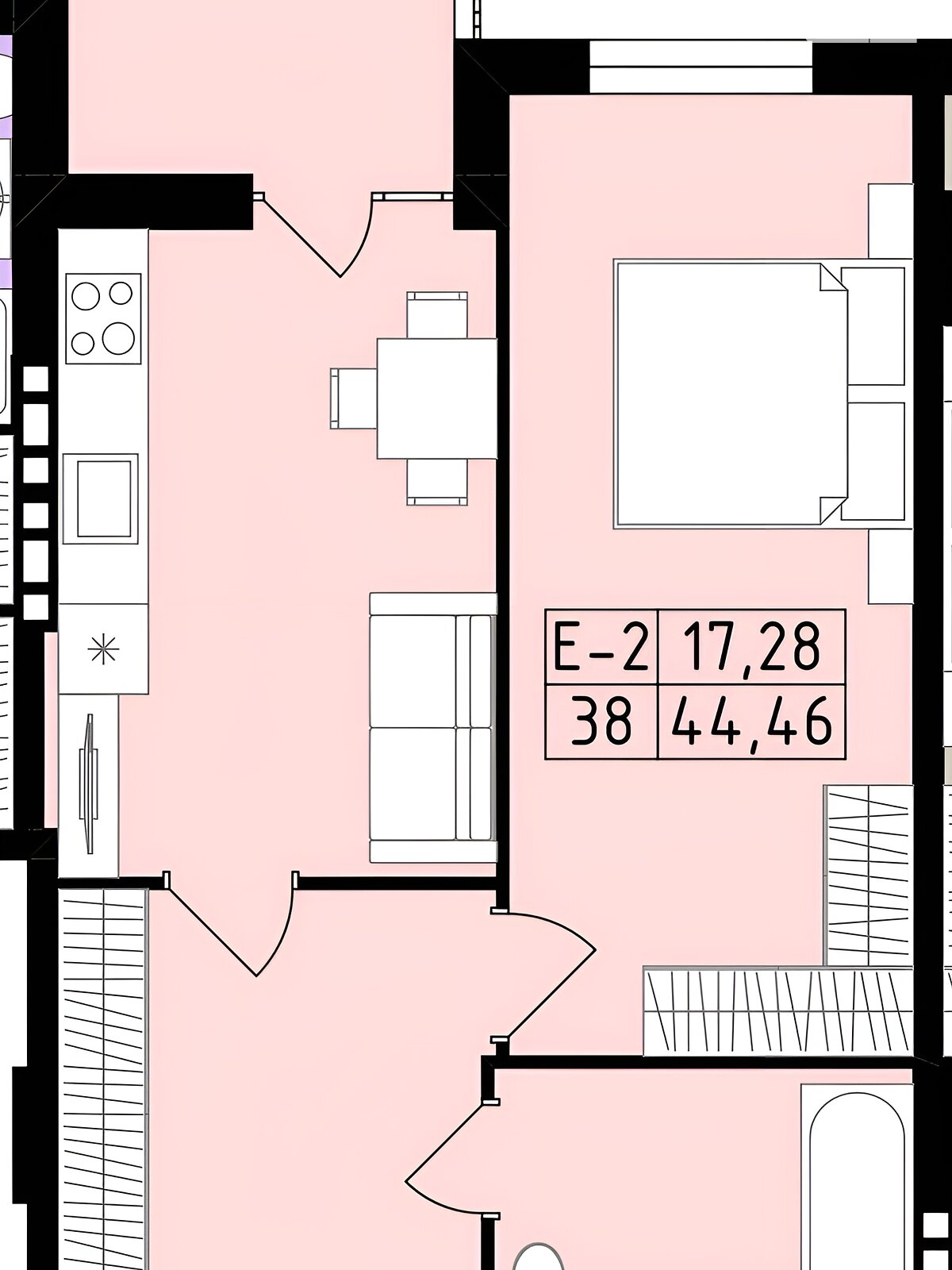 Фото 1 КІМ. КВАРТИРА, ПЛОЩА - 45.3 м², ЦІНА - 28 500 $
, вул. Сергія Зулінського у Вінниці