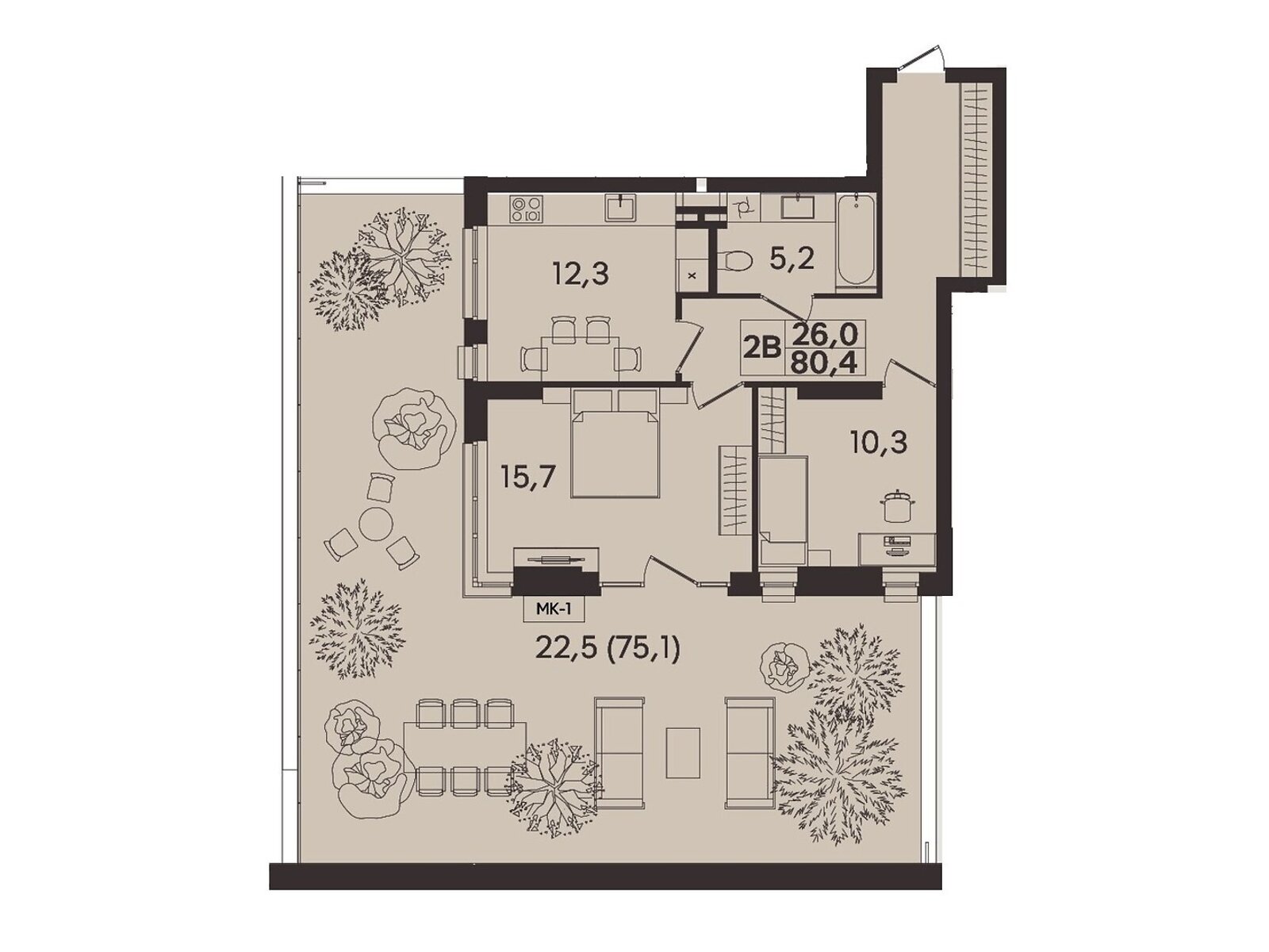 Обʼєкт нерухомості: 2 КІМ. КВАРТИРА, ПЛОЩА - 80.4 м², ЦІНА - 80 400 $
, вул. Келецька — HUBTRUST, Вінниця