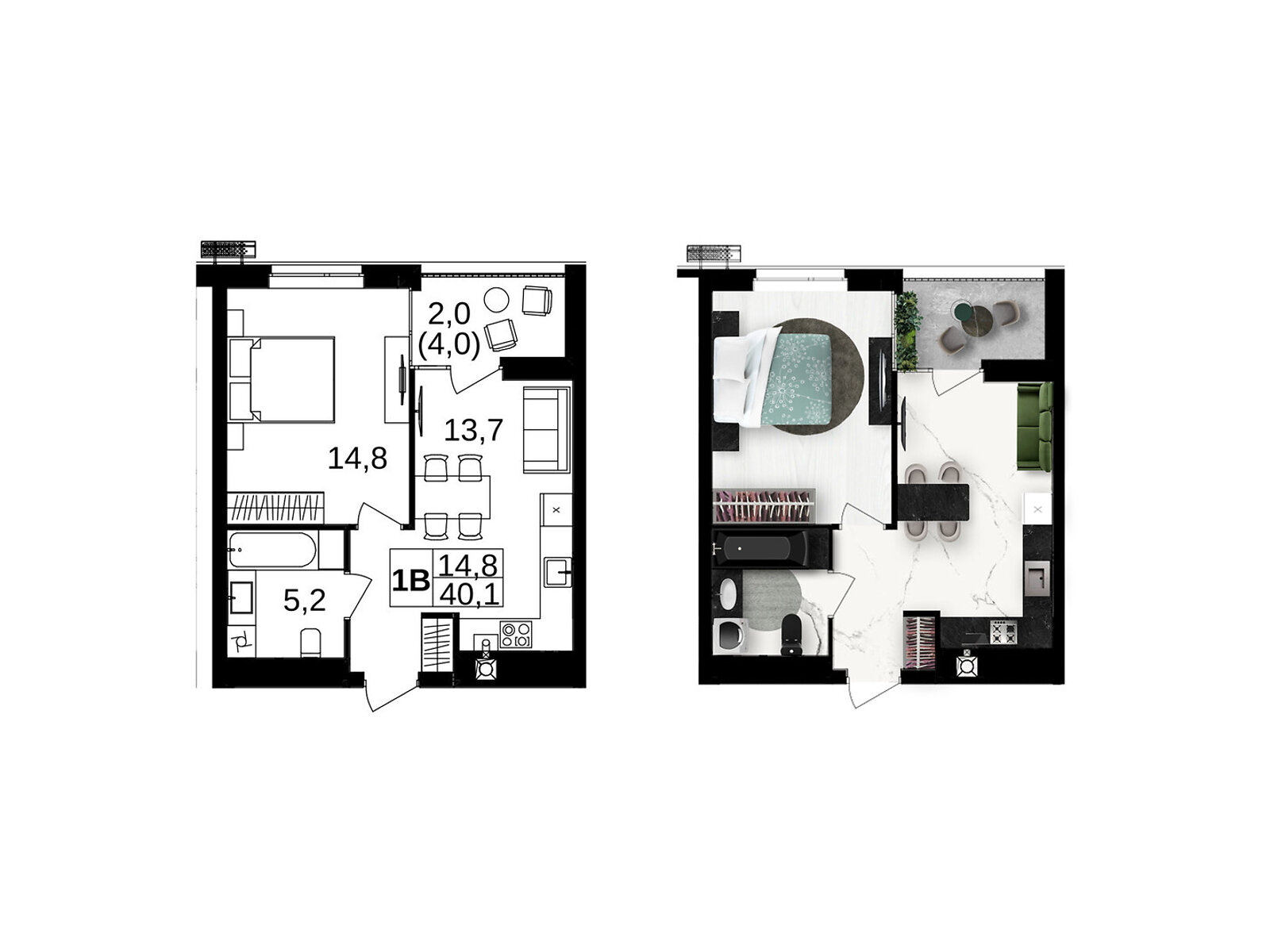 1 КІМ. КВАРТИРА, ПЛОЩА - 40.1 м², ЦІНА - 42 907 $
, вул. Праведників світу(Максимовича)