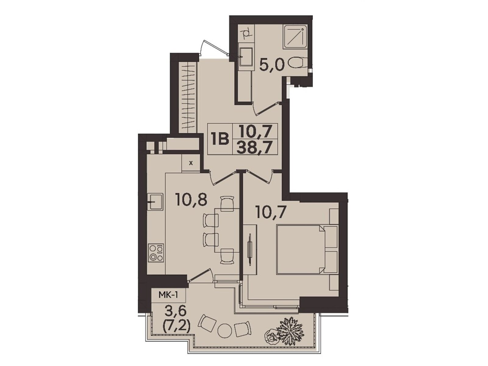 1 КІМ. КВАРТИРА, ПЛОЩА - 38.7 м², ЦІНА - 38 700 $
, вул. Келецька