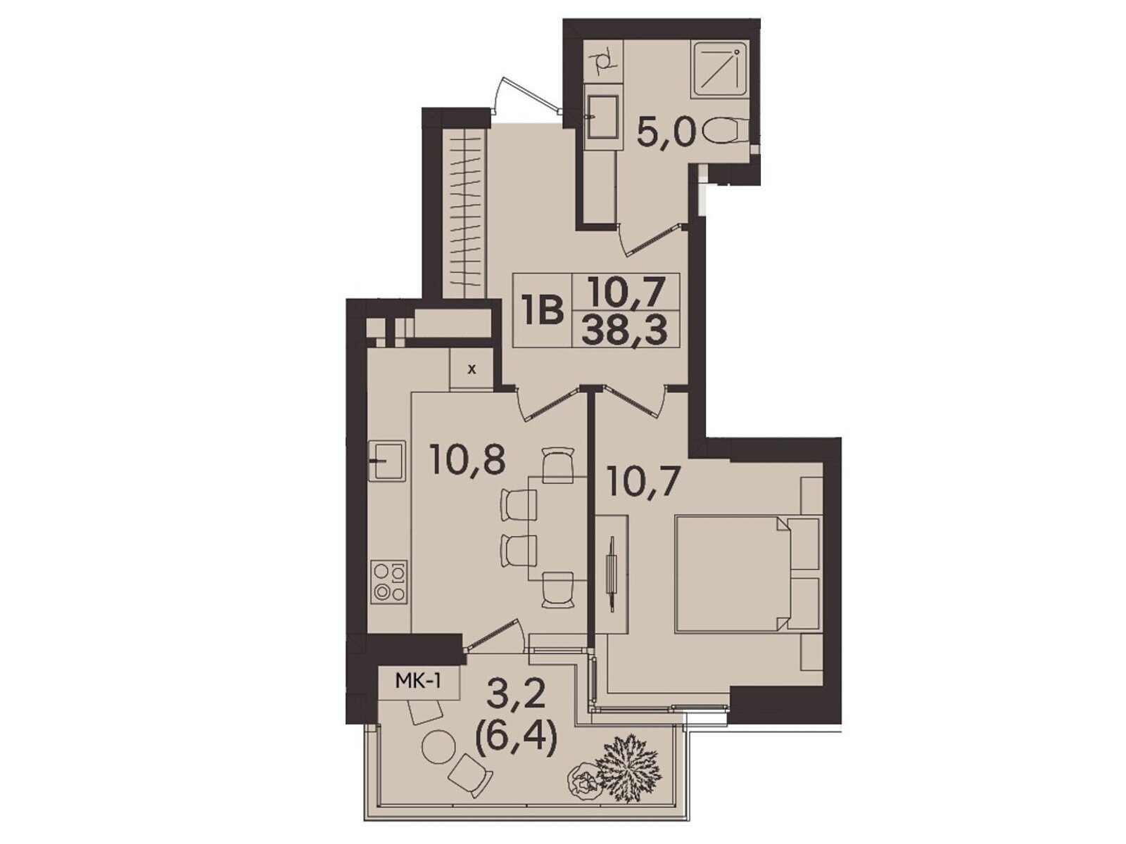 1 КІМ. КВАРТИРА, ПЛОЩА - 38.3 м², ЦІНА - 38 300 $
, вул. Келецька