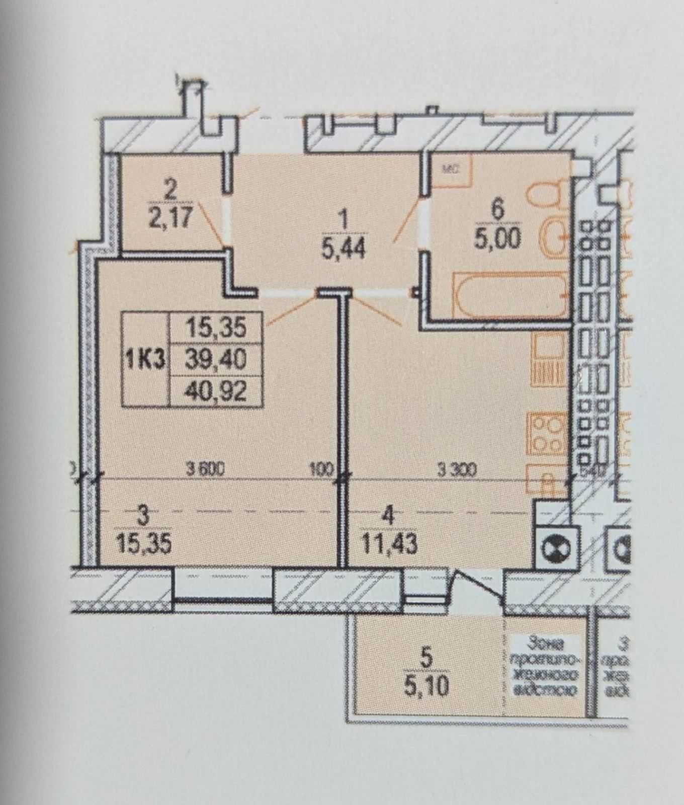 Обʼєкт нерухомості: 1 КІМ. КВАРТИРА, ПЛОЩА - 40.92 м², ЦІНА - 29 900 $
 — HUBTRUST, Вінниця
