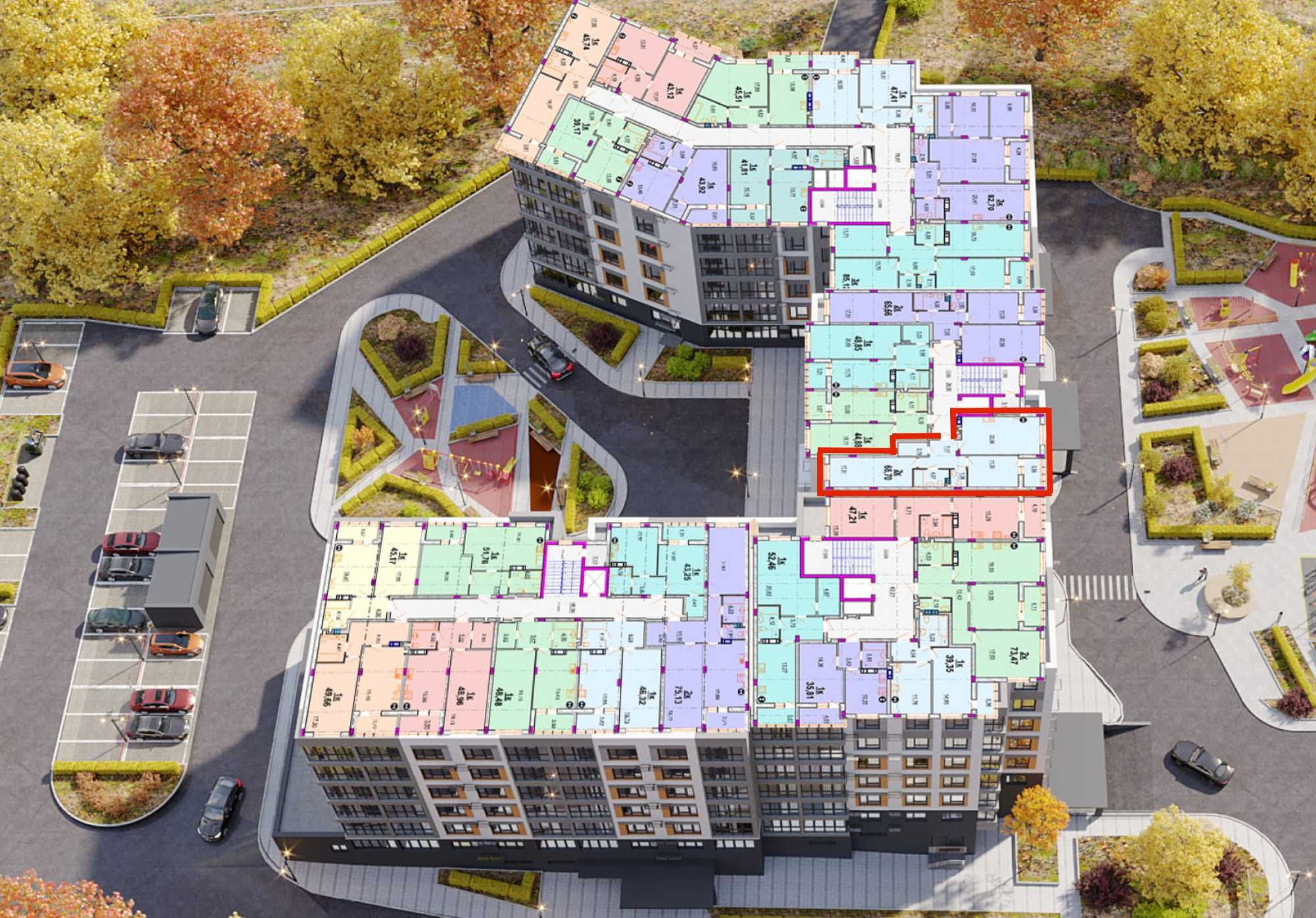 2 КІМ. КВАРТИРА, ПЛОЩА - 68.7 м², ЦІНА - 82 000 $
