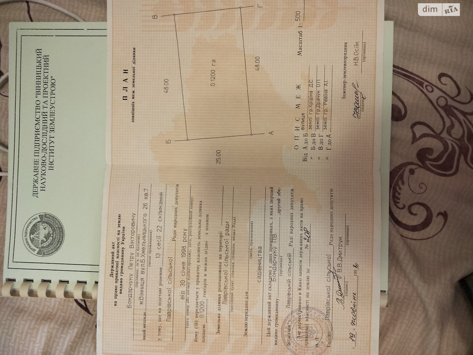 ПЛОЩА - 12 CОТ., ЦІНА - 3 000 $
