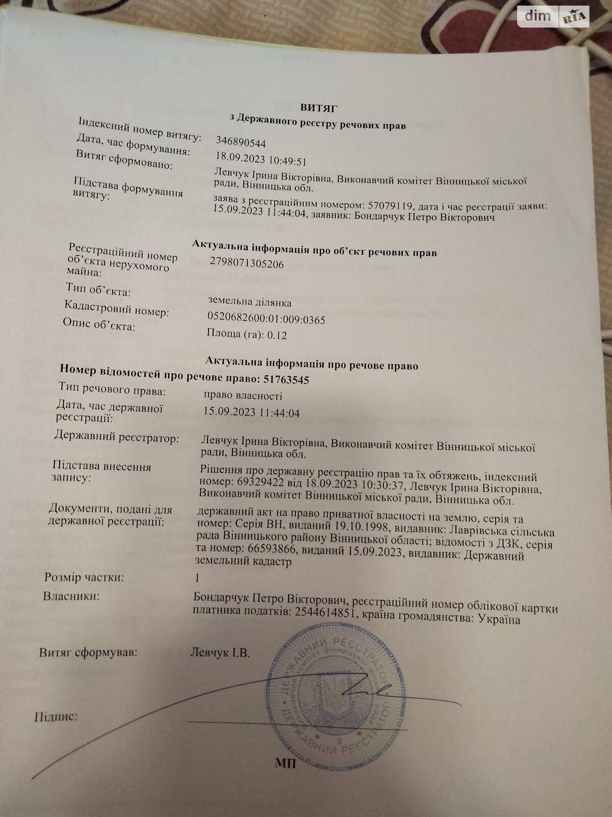 Обʼєкт нерухомості: ПЛОЩА - 12 CОТ., ЦІНА - 3 000 $
 — HUBTRUST, Вінниця