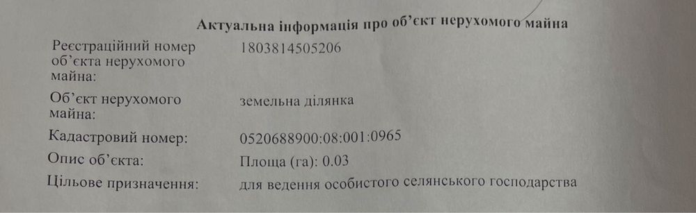 Обʼєкт нерухомості: ПЛОЩА - 5.64 CОТ., ЦІНА - 5 922 $
 — HUBTRUST, Вінниця