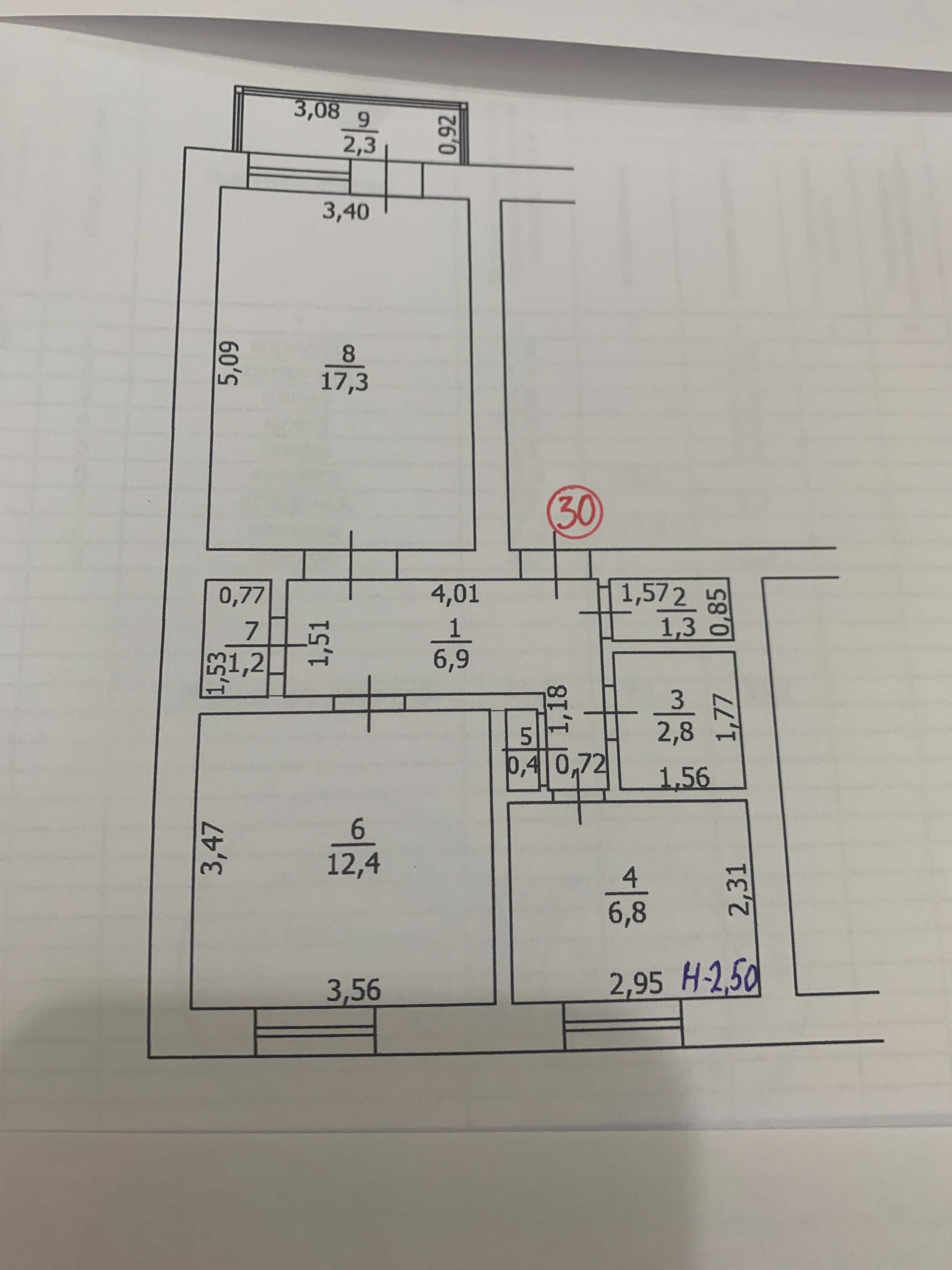 2 КІМ. КВАРТИРА, ПЛОЩА - 51.4 м², ЦІНА - 17 000 $
