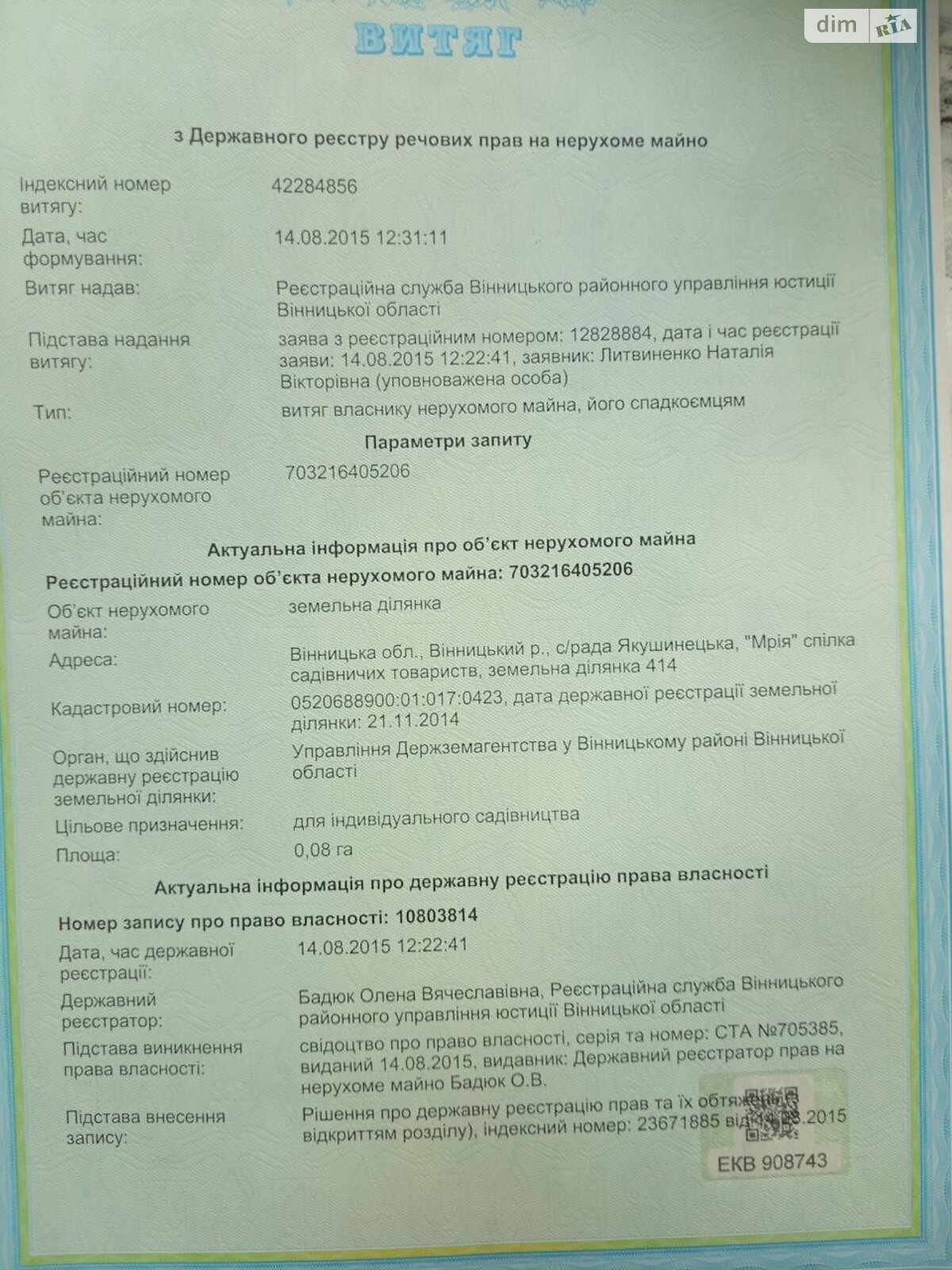 ПЛОЩА - 8 CОТ., ЦІНА - 8 000 $

