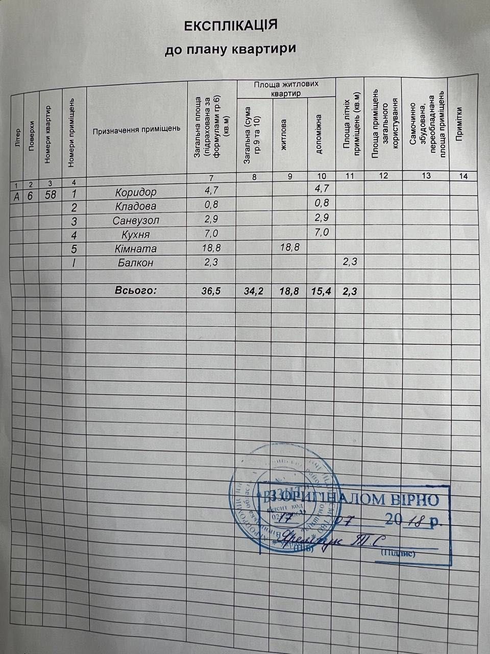 Обʼєкт нерухомості: 1 КІМ. КВАРТИРА, ПЛОЩА - 36.5 м², ЦІНА - 30 000 $
 — HUBTRUST, Вінниця