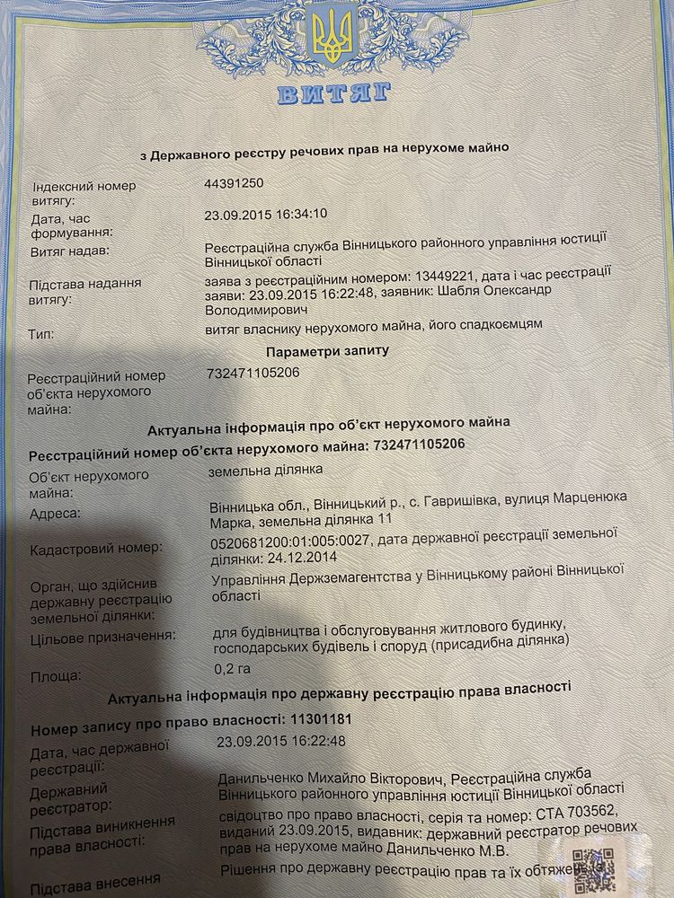 Обʼєкт нерухомості: ПЛОЩА – 20 сот., ЦІНА – 11 000$, РАЙОН: Гавришівка — HUBTRUST, Вінниця