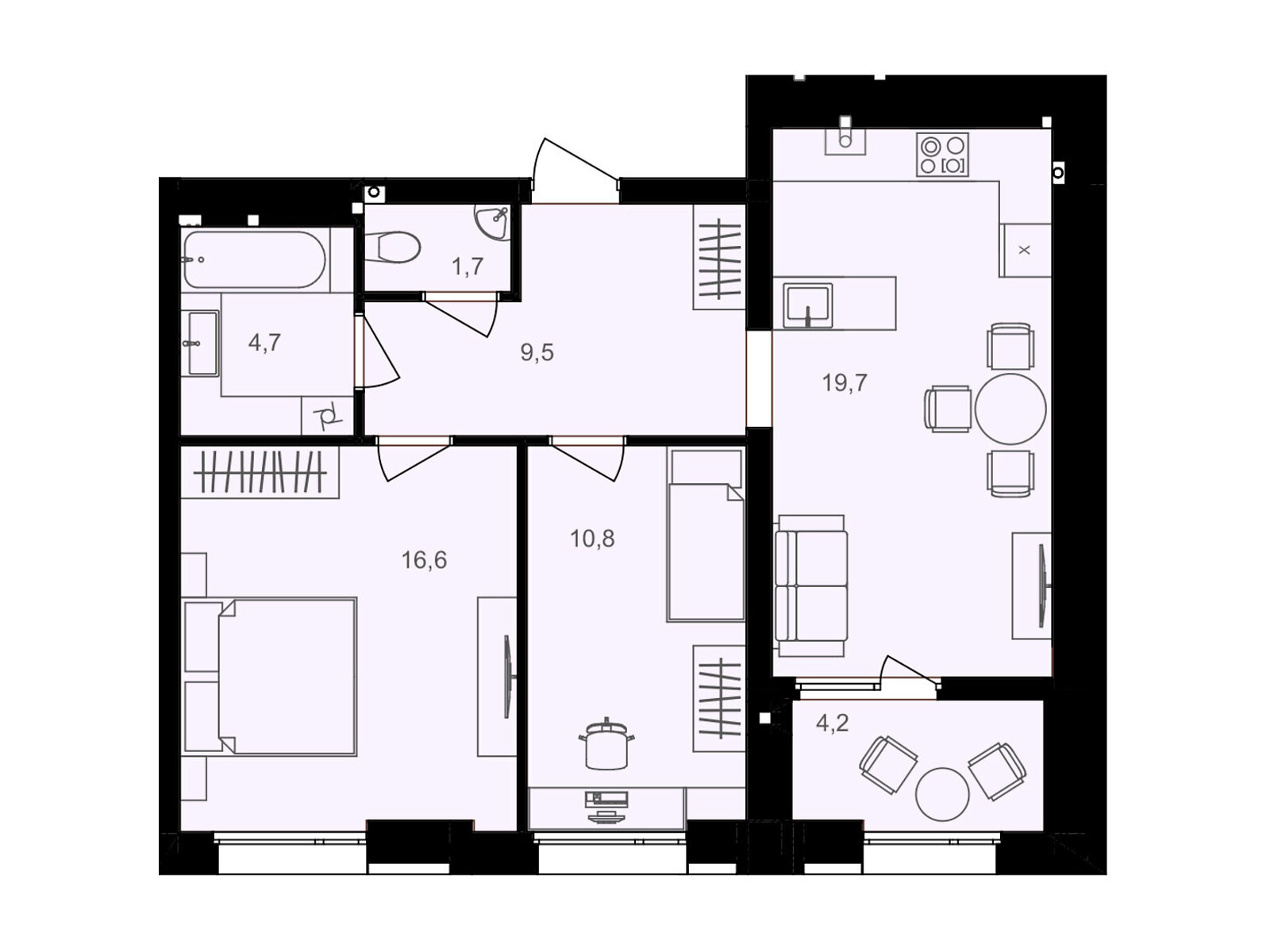 2 КІМ. КВАРТИРА, ПЛОЩА - 67.2 м², ЦІНА - 61 824 $
, вул. Левка Лук’яненка(Ватутіна)