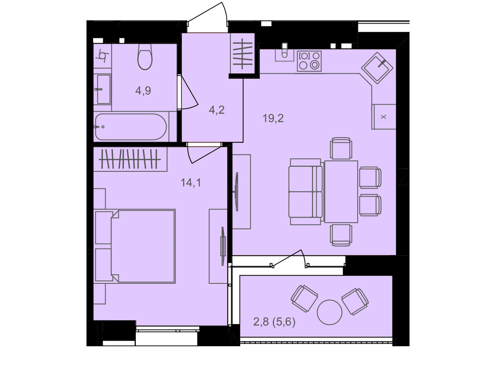 1 КІМ. КВАРТИРА, ПЛОЩА - 45.2 м², ЦІНА - 41 584 $
, вул. Левка Лук’яненка(Ватутіна)