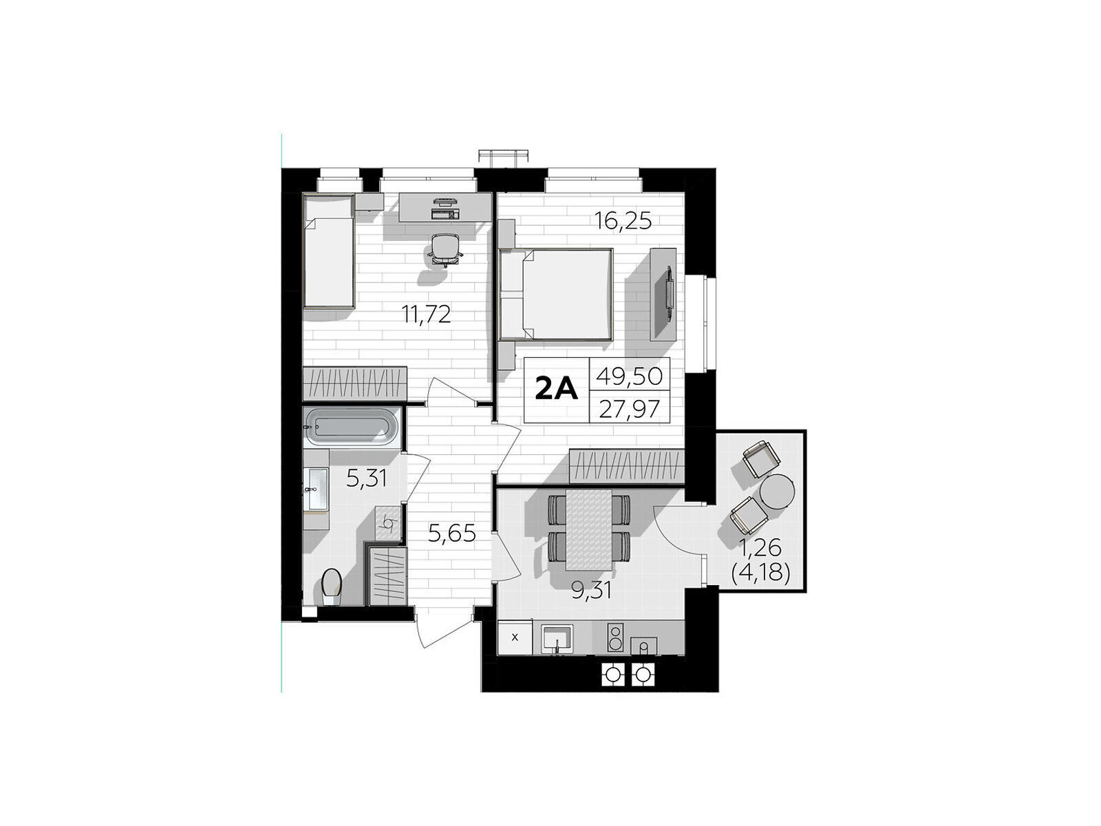 2 КІМ. КВАРТИРА, ПЛОЩА - 49.5 м², ЦІНА - 45 540 $
, Немирівське шосе