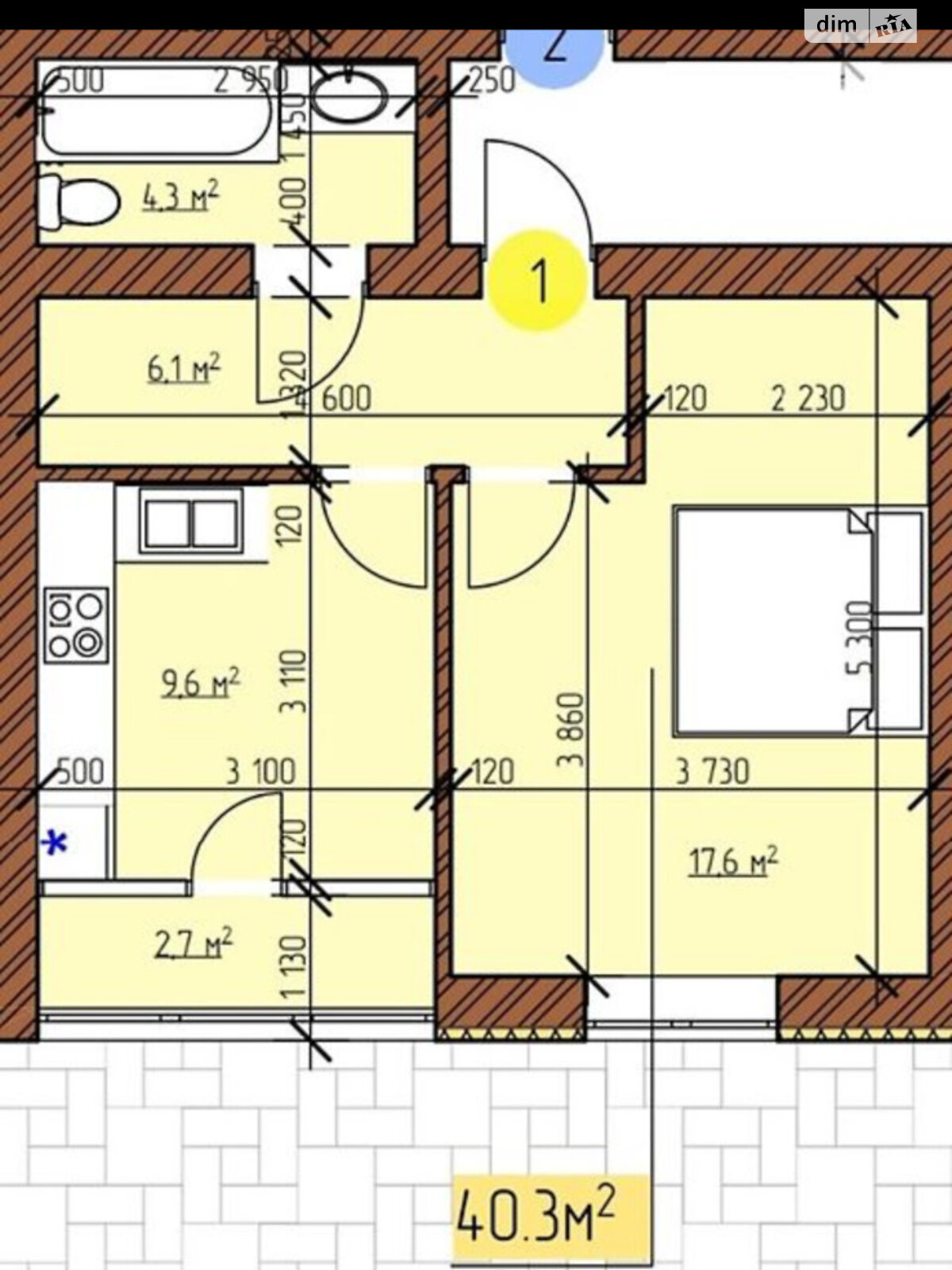 Обʼєкт нерухомості: 1 КІМ. КВАРТИРА, ПЛОЩА - 40.3 м², ЦІНА - 38 000 $
, вул. Джерельна — HUBTRUST, Вінниця