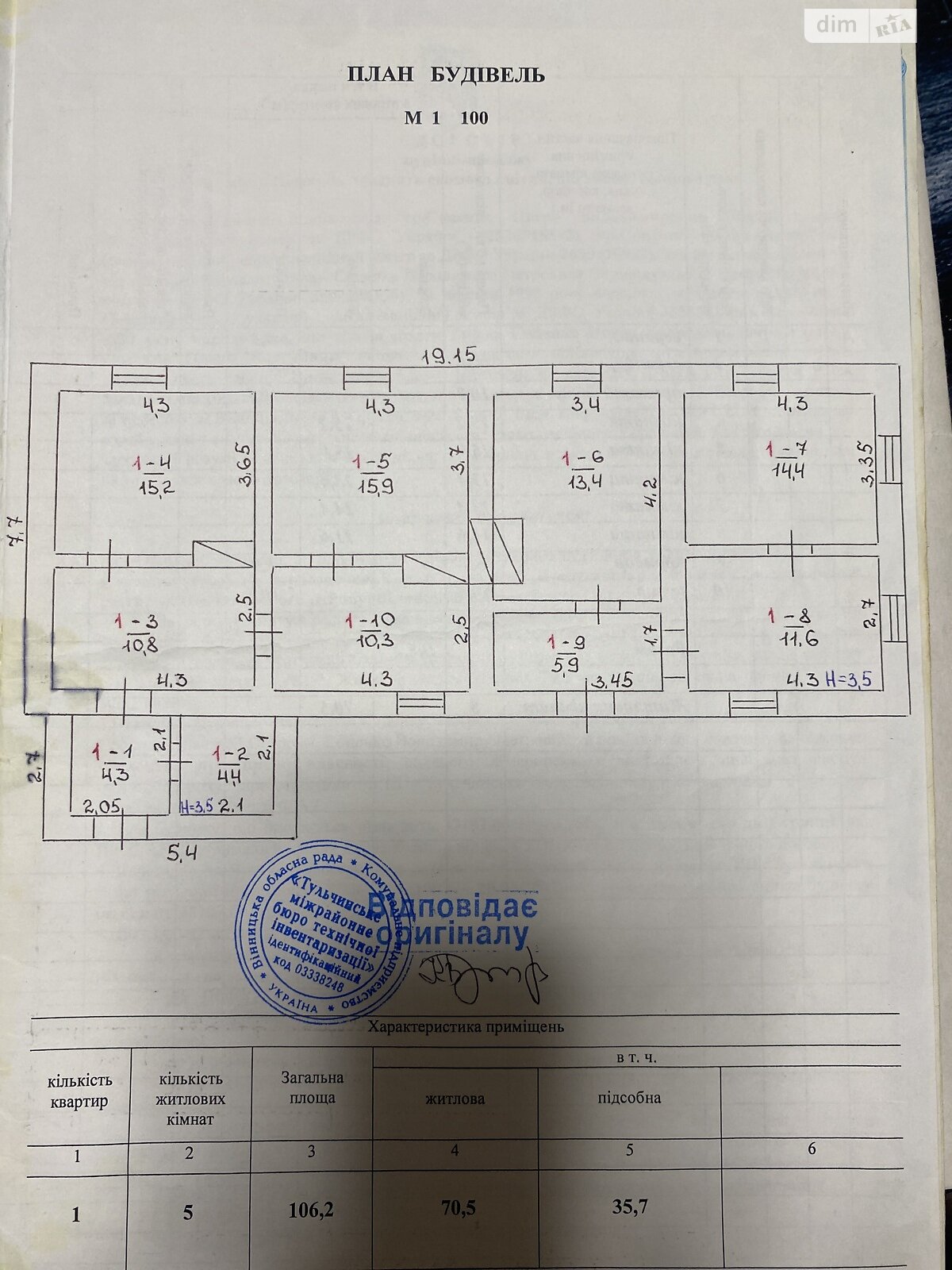Обʼєкт нерухомості: 5 КІМ. БУДИНОК, ПЛОЩА - 106.2 м², ЦІНА - 5 000 $
 — HUBTRUST, Вінниця