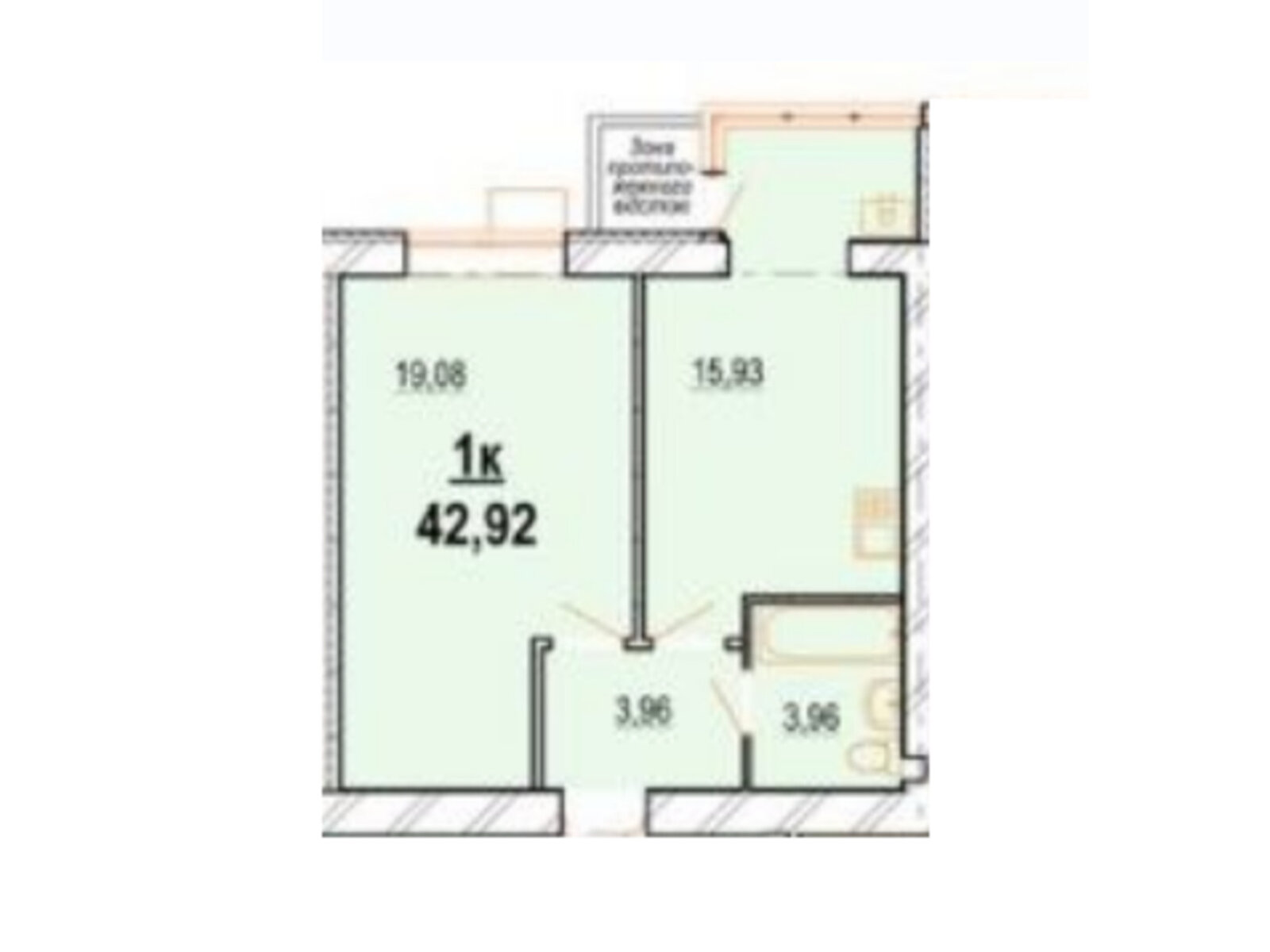 1 КІМ. КВАРТИРА, ПЛОЩА - 42.92 м², ЦІНА - 33 731 $
, вул. Волошкова