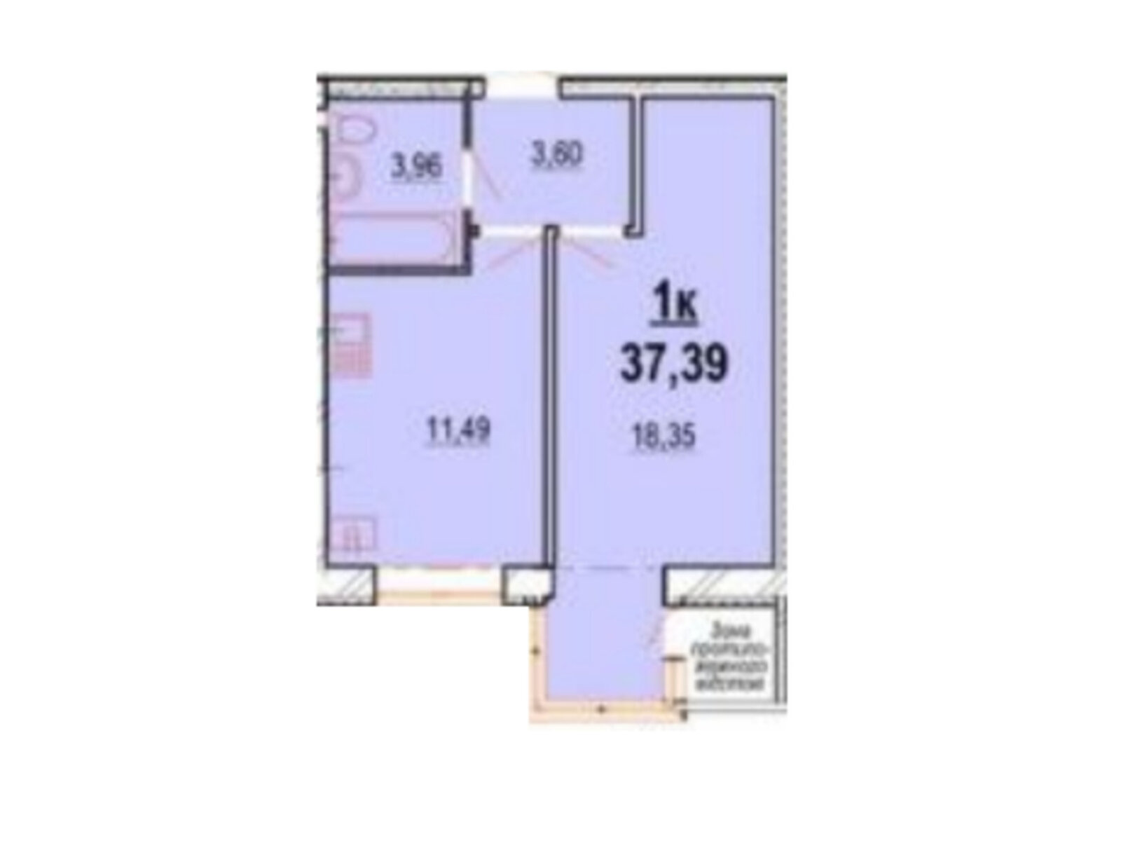 1 КІМ. КВАРТИРА, ПЛОЩА - 37.39 м², ЦІНА - 29 385 $
, вул. Волошкова