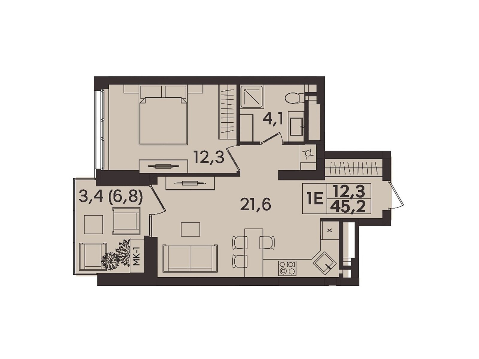 1 КІМ. КВАРТИРА, ПЛОЩА - 45 м², ЦІНА - 45 000 $
, вул. Келецька