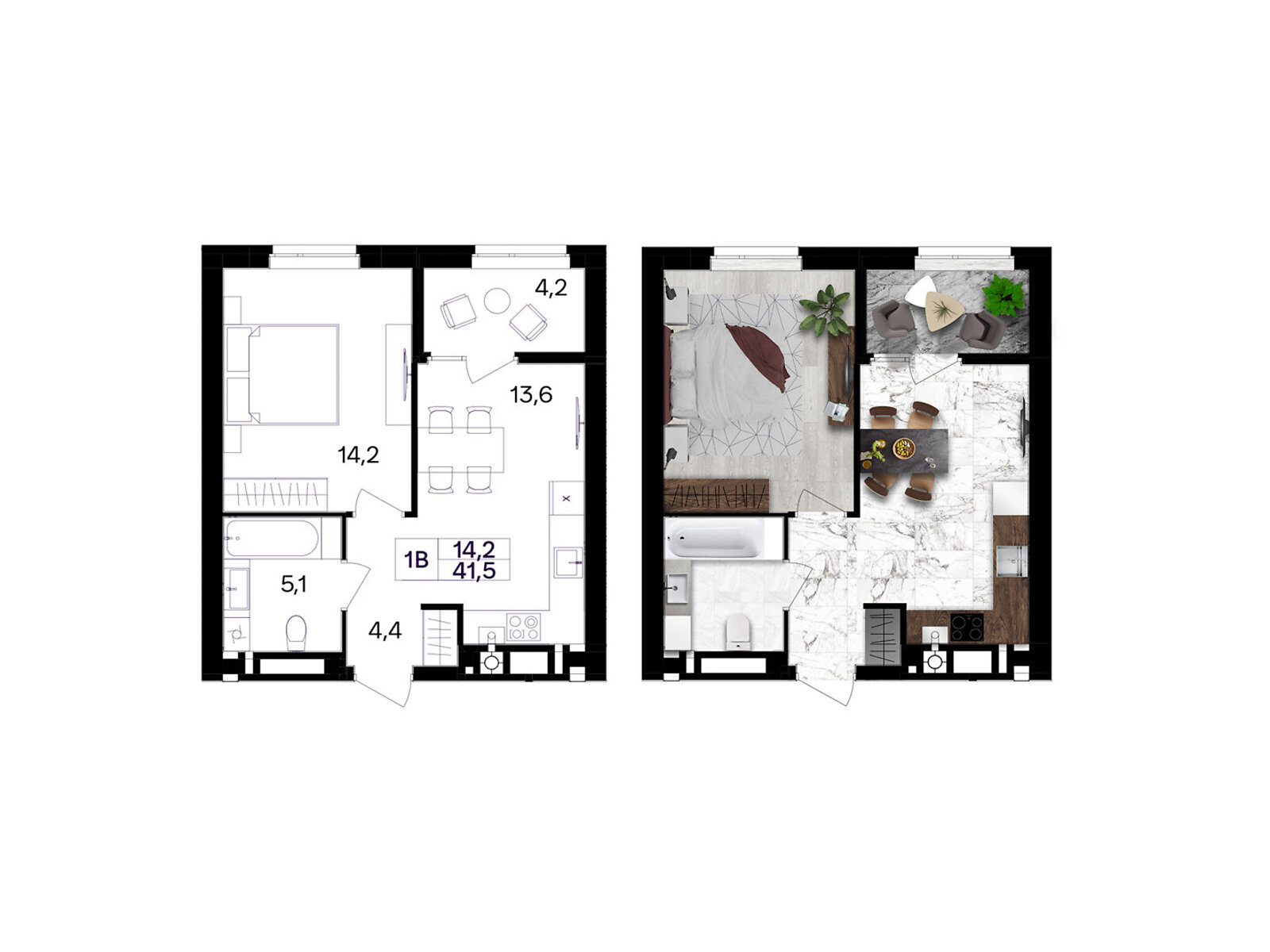 Обʼєкт нерухомості: 1 КІМ. КВАРТИРА, ПЛОЩА - 41.5 м², ЦІНА - 38 595 $
, вул. Левка Лук’яненка(Ватутіна) — HUBTRUST, Вінниця