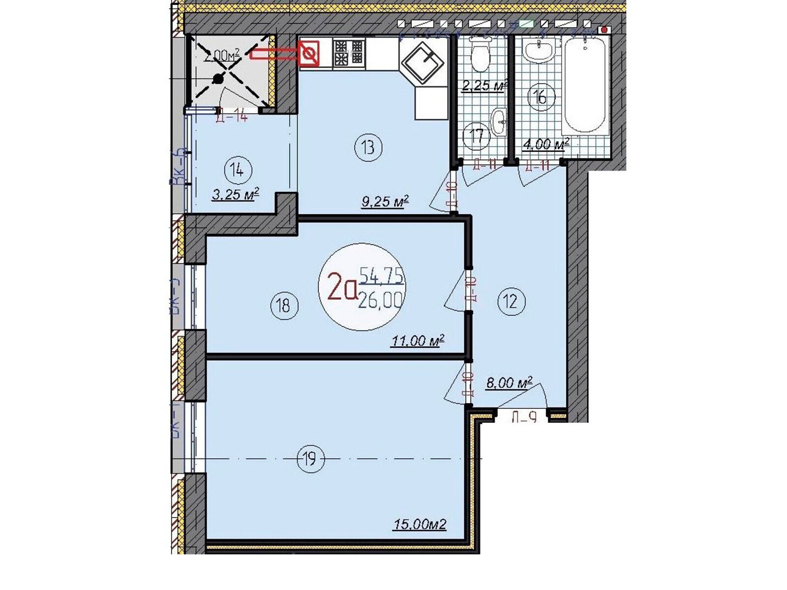 2 КІМ. КВАРТИРА, ПЛОЩА - 54.75 м², ЦІНА - 42 959 $
, вул. Київська
