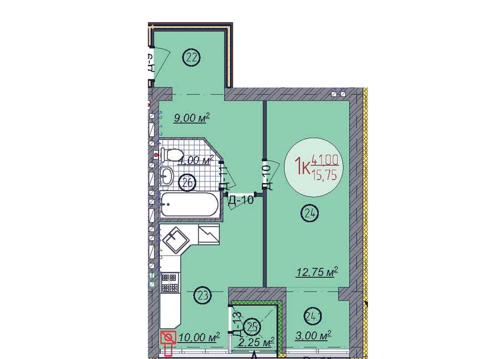 1 КІМ. КВАРТИРА, ПЛОЩА - 41 м², ЦІНА - 32 170 $
, вул. Київська