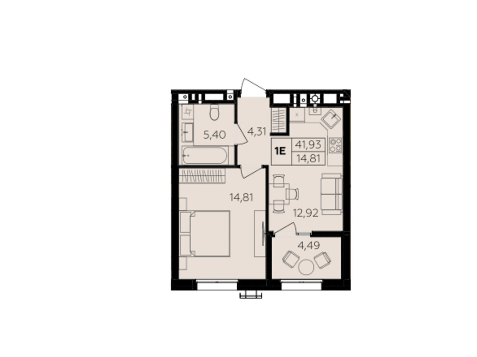 1 КІМ. КВАРТИРА, ПЛОЩА - 41.93 м², ЦІНА - 36 689 $
, Немирівське шосе
