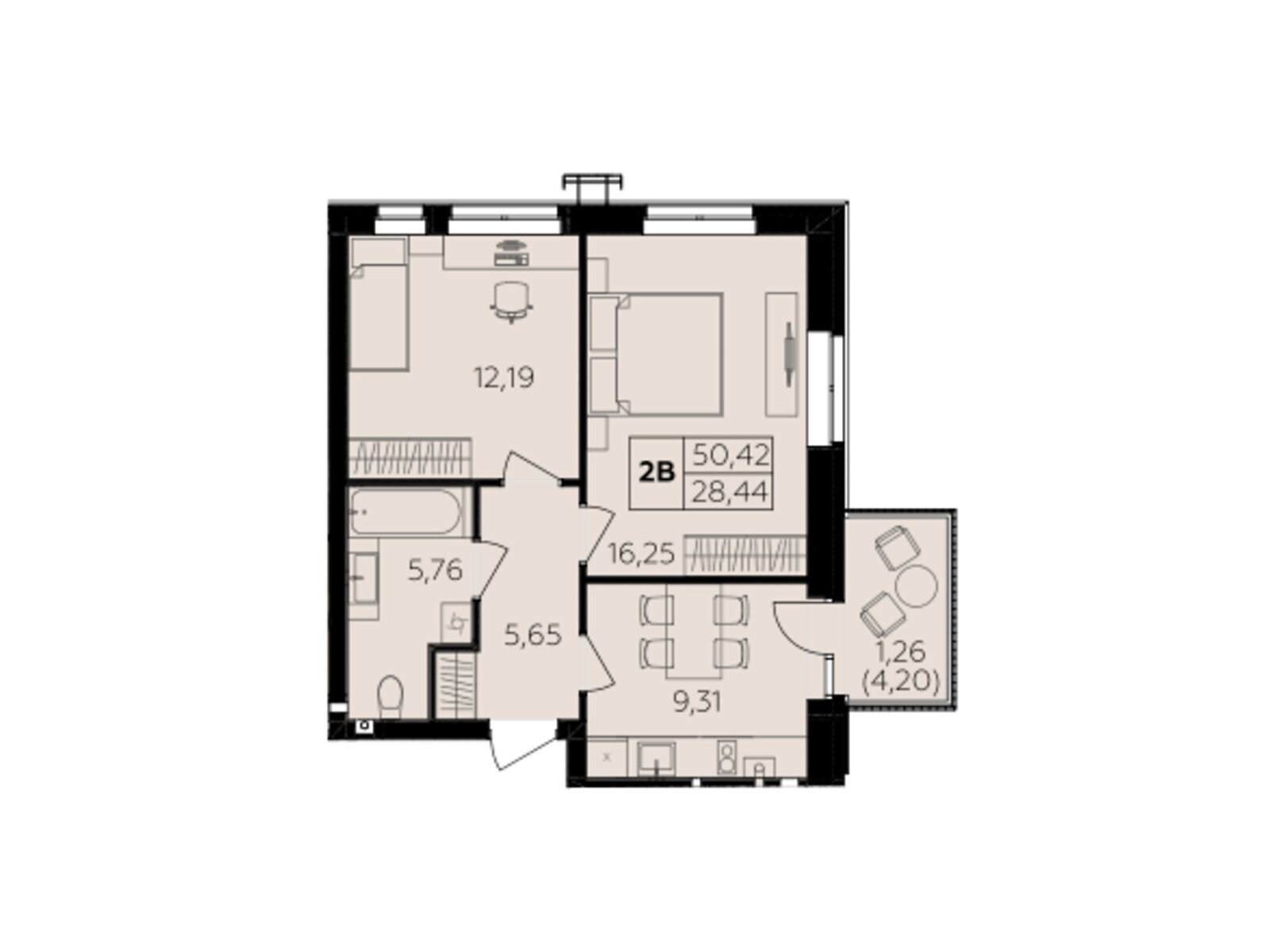 2 КІМ. КВАРТИРА, ПЛОЩА - 50.42 м², ЦІНА - 44 622 $
, Немирівське шосе
