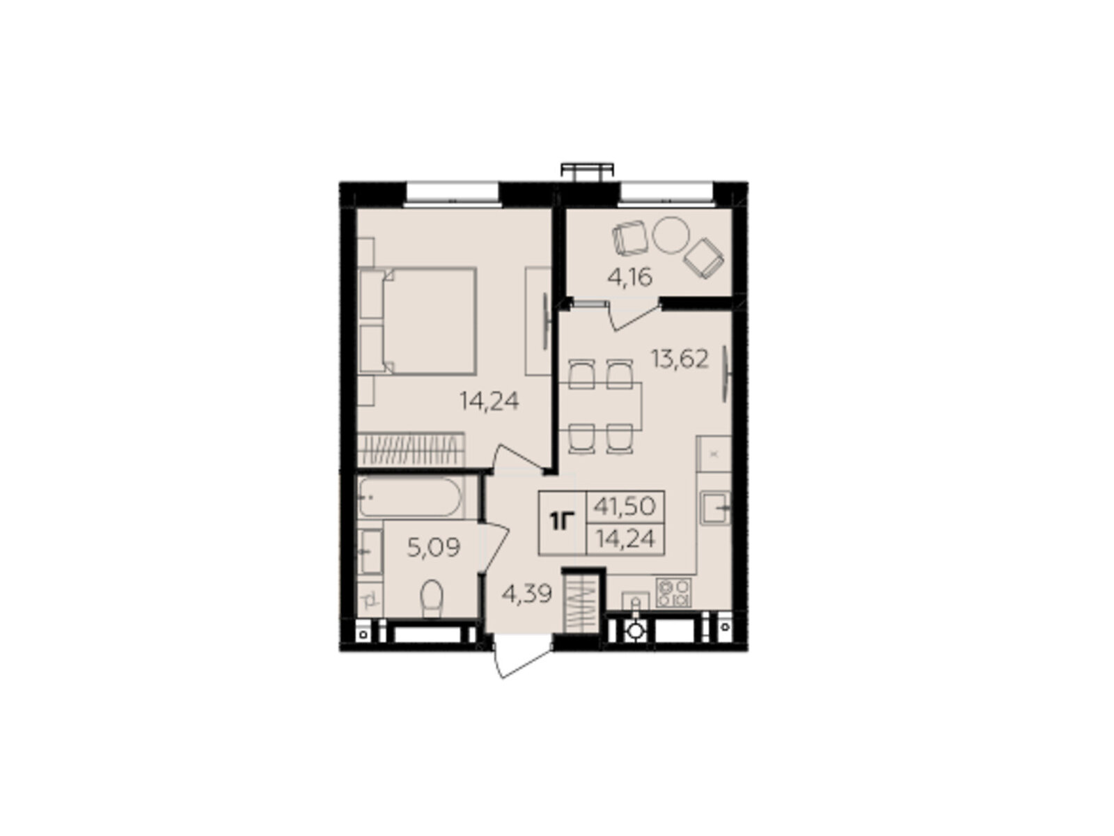 1 КІМ. КВАРТИРА, ПЛОЩА - 41.5 м², ЦІНА - 36 520 $
, Немирівське шосе