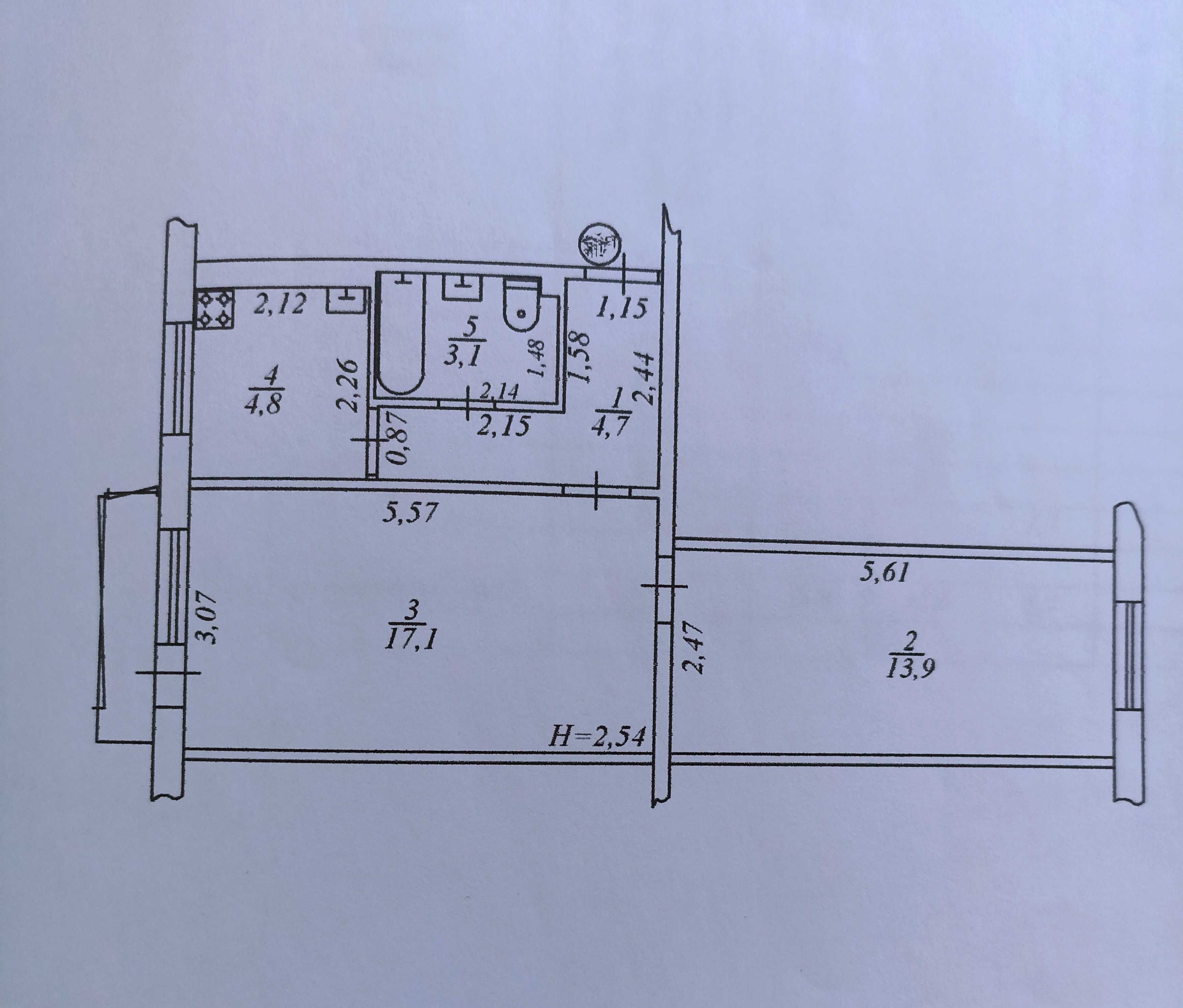 Обʼєкт нерухомості: 2 КІМ.  КВАРТИРА ПЛОЩА – 45 м², ЦІНА – 53 999$, РАЙОН: Вишенька — HUBTRUST, Вінниця