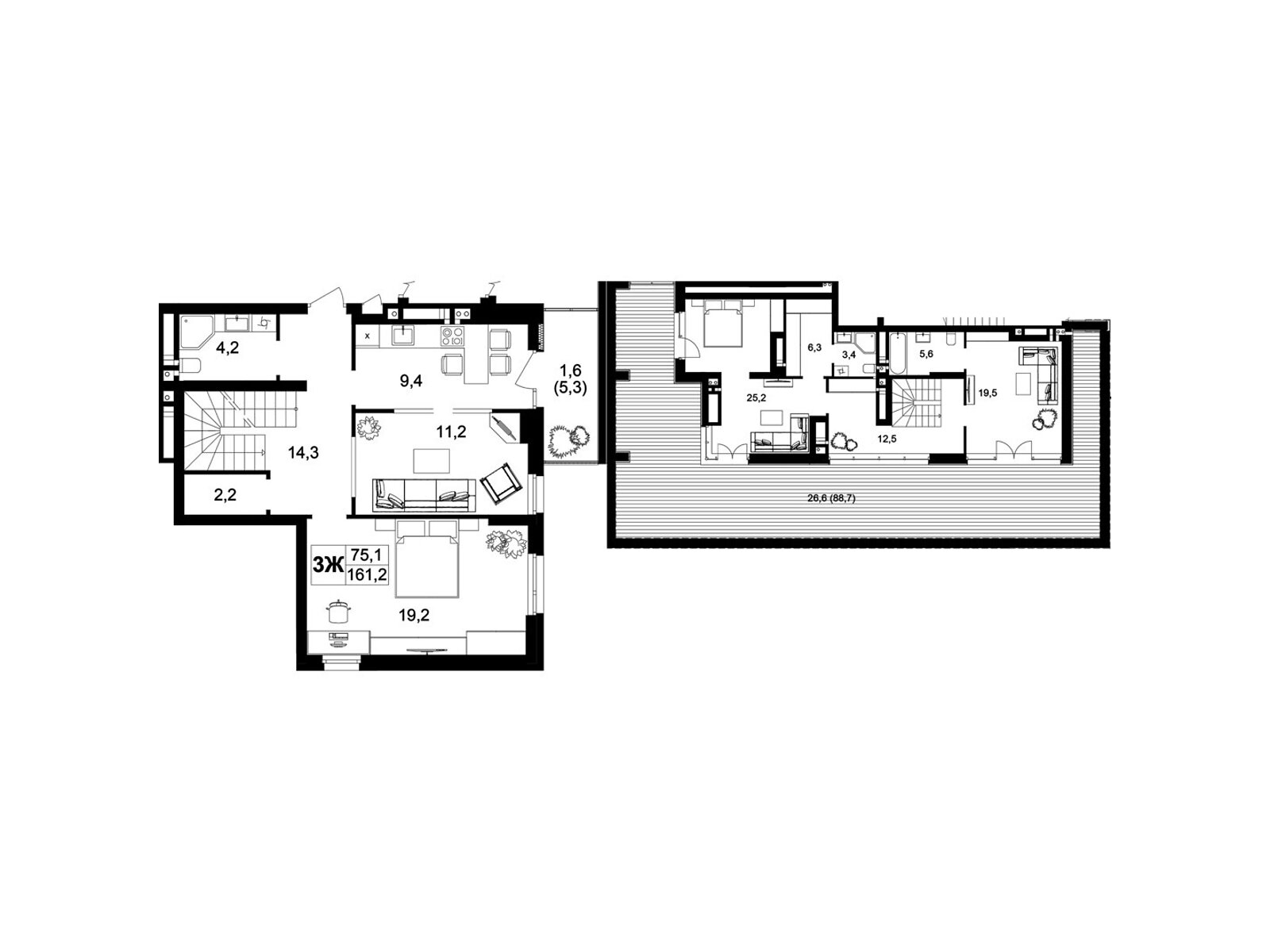 Обʼєкт нерухомості: 3 КІМ. КВАРТИРА, ПЛОЩА - 161.2 м², ЦІНА - 166 036 $
, пров. Цегельний — HUBTRUST, Вінниця