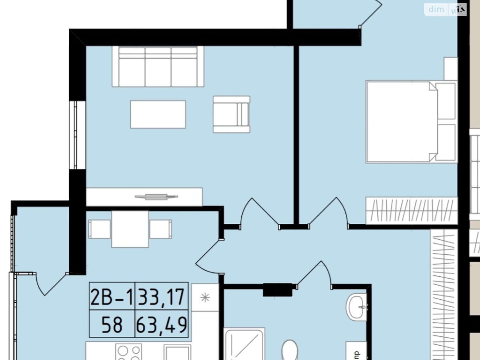 2 КІМ. КВАРТИРА, ПЛОЩА - 63.5 м², ЦІНА - 51 000 $
, вул. Центральна(Мічуріна)